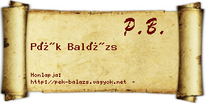 Pék Balázs névjegykártya
