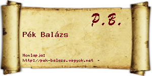 Pék Balázs névjegykártya